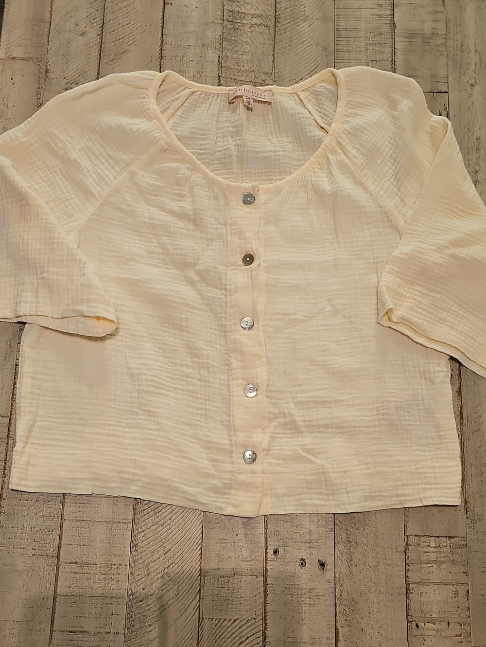 Philosophy Cream Button-Front Gauze Blouse